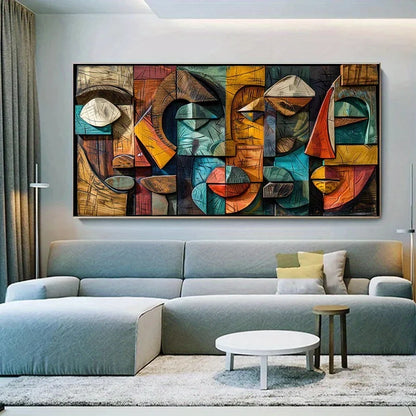 QIPINGARTCN Modern Abstract Geometry Canvas Art Print Unframed Wall Decor