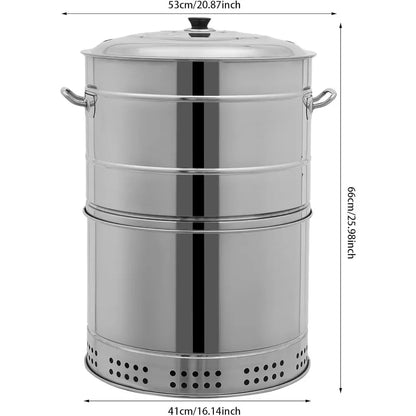 Large Portable Smokeless Charcoal Grill - 360° Stainless Steel BBQ Barrel with 50 Skewers, for Camping,Picnics&amp;Backyard Cooking