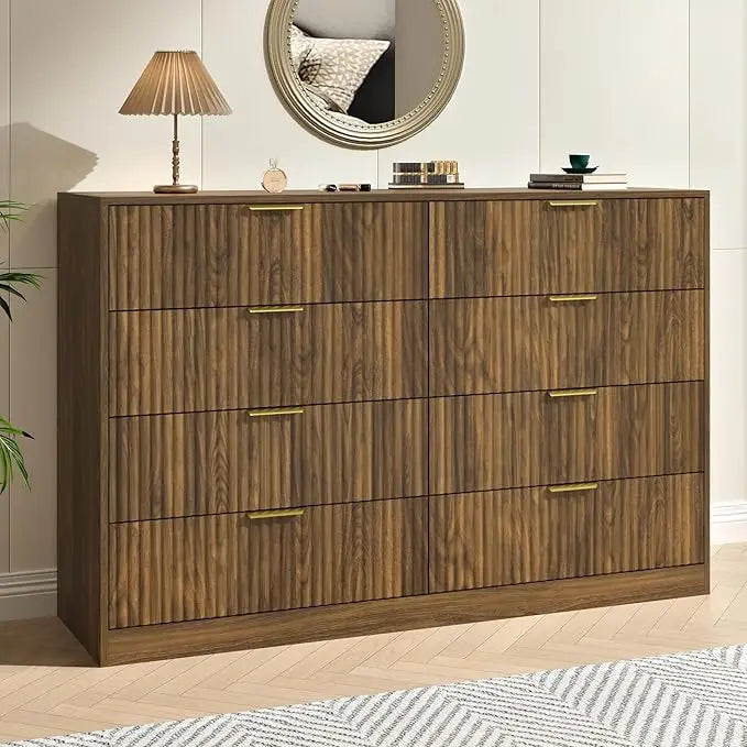 Chengwei Fluted Dresser With 8 Drawers Modern Finish