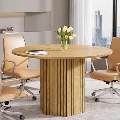 Tribesigns Round Conference Table, 47-Inch Wood Modern Meeting Table for 4-6 People for Conference Room, Meeting Room, Office, B