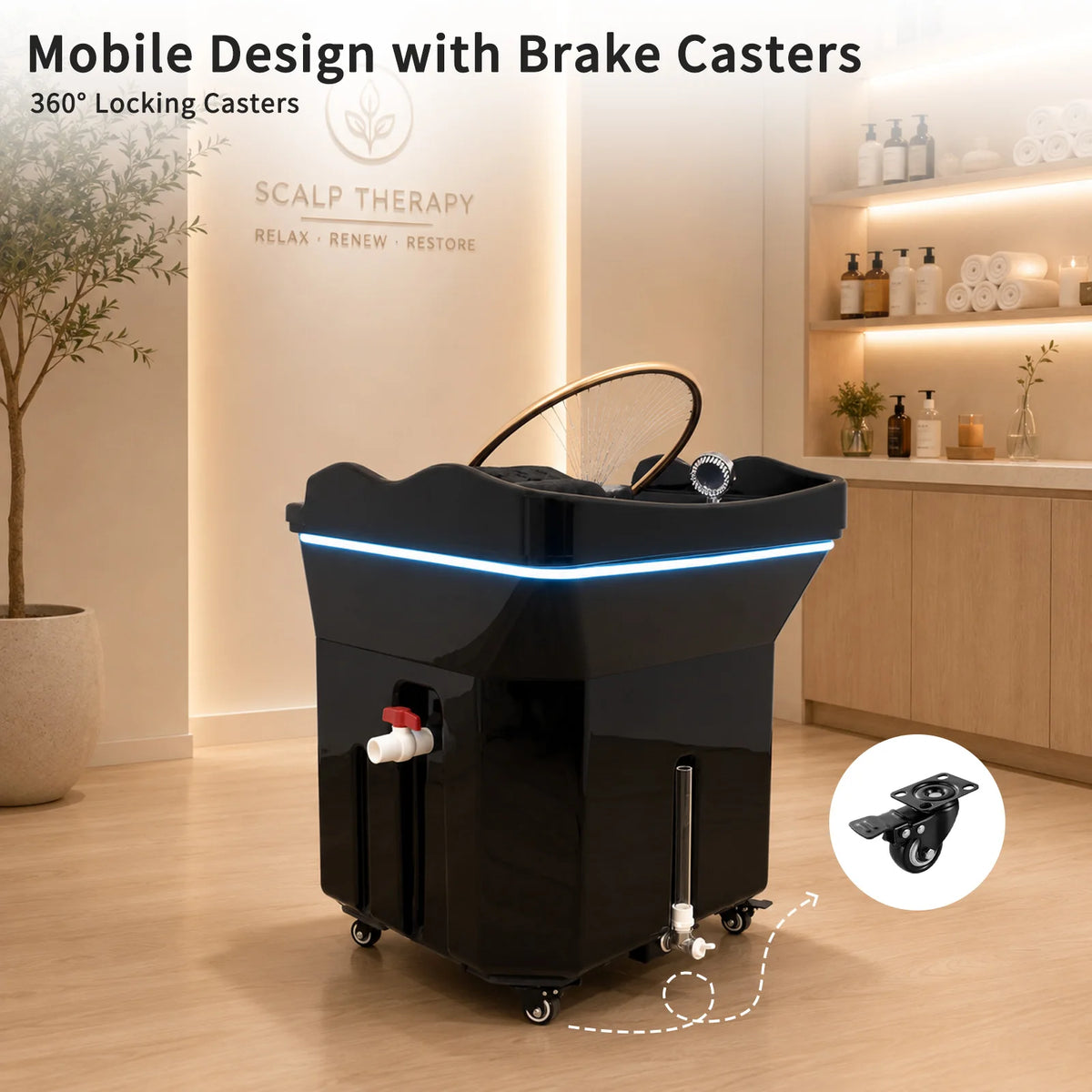 Head Spa Shampoo Basin With Heated Water Cycle Massage Bed