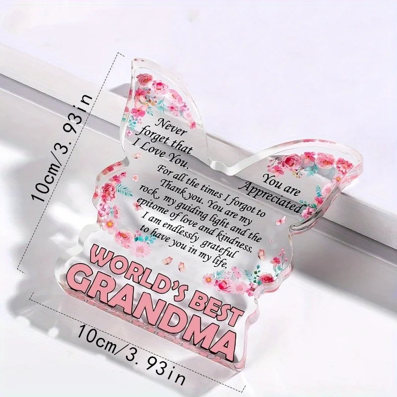 Butterfly Grandma Plaque - Heartfelt Gift from Granddaughter for Christmas &amp; Mother&