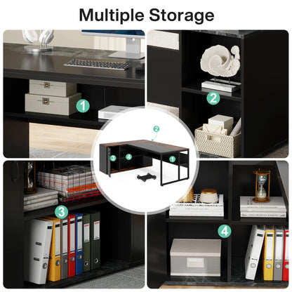Tribesigns Executive L Shaped Desk With Cabinet Storage And Shelves