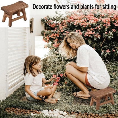 Solid Wood Step Stool, Rustic Small Wooden Stool For Adults, Kids And Toddlers, Mini Bench Plant Stand Fishing Stool For High Be