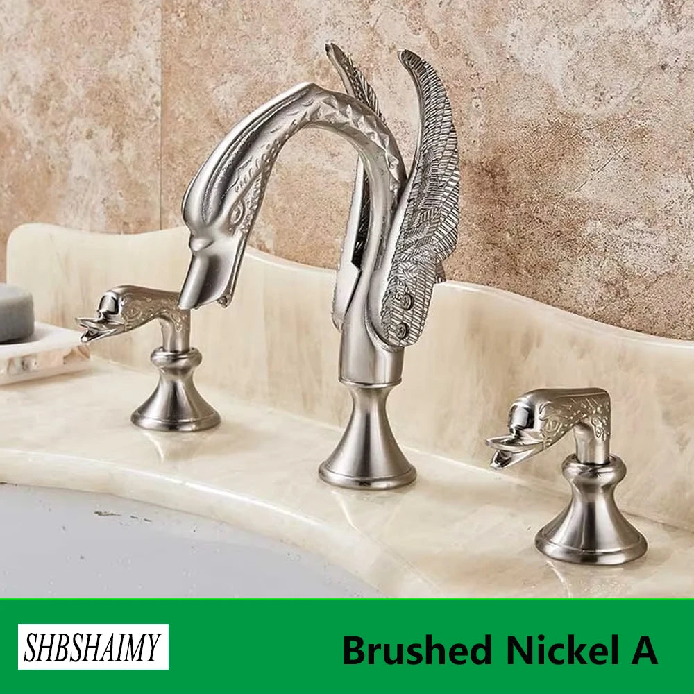 SHBSHAIMY Swan Shape Widespread Bathtub Faucet Mixer