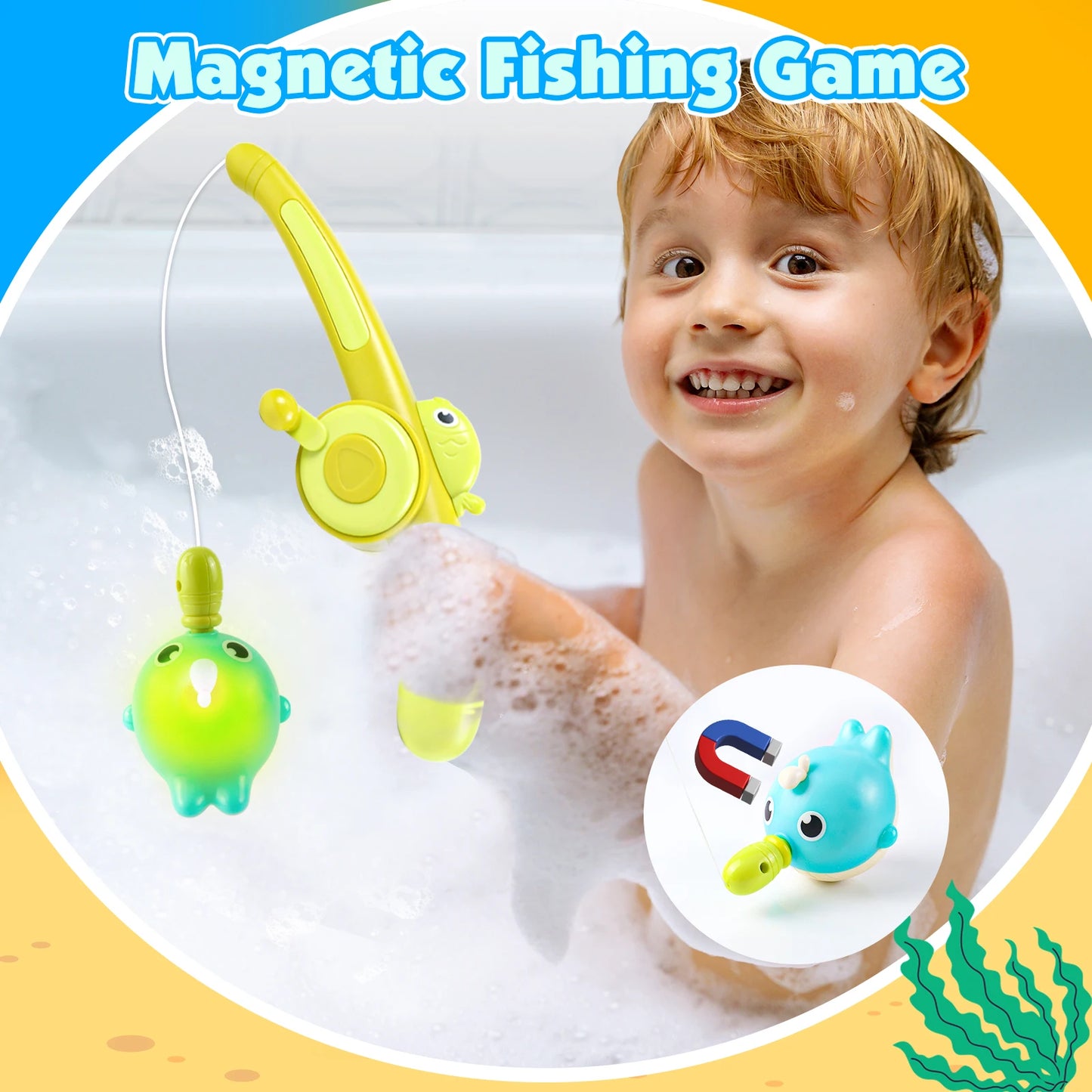 Baby Bath Toys Cute Duck Magnetic Water Play Bathroom Bathing Toys Kids Bath And Shower Bathtubs Interactive Toddler Toys Gifts