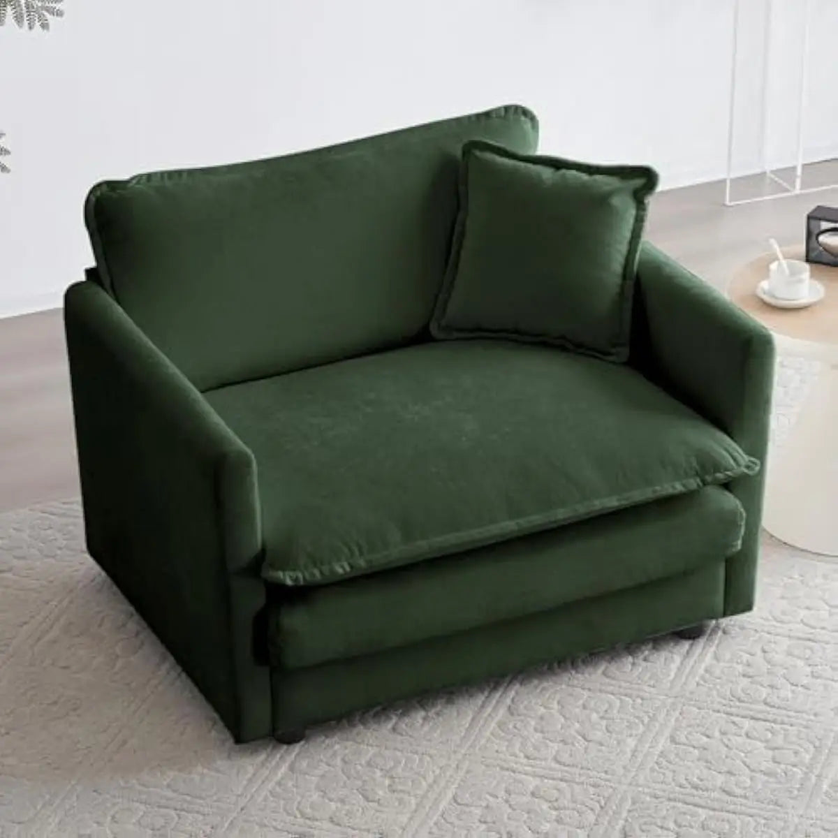 Modern Chenille Armchair With Deep Seat And High Backrest