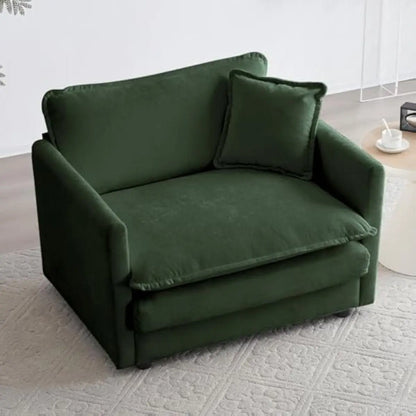 Modern Chenille Armchair With Deep Seat And High Backrest