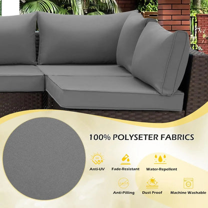 Water-Repellent Sofa Cushion for 6-Seat Rattan Wicker Sectional Patio Conversation Sets