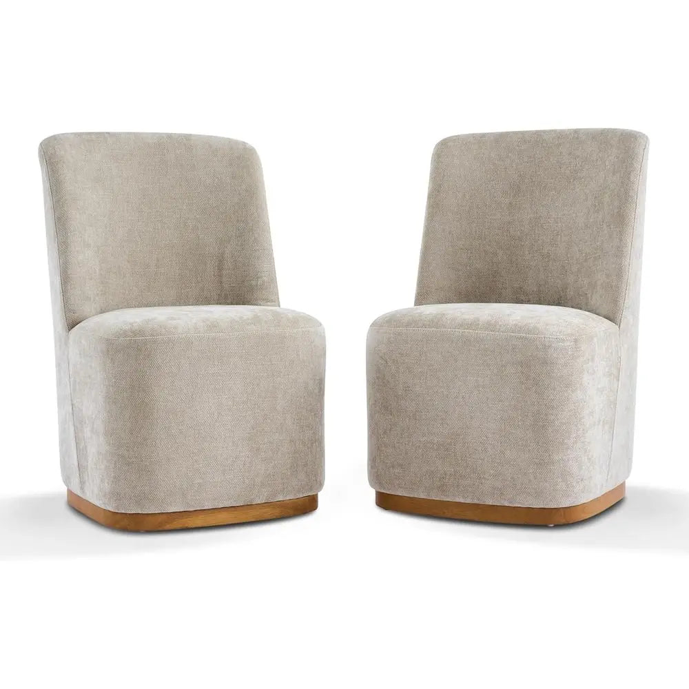 Lucy Chenille Upholstered Dining Chairs Set o 2, Sturdy Wooden Dining Chair with Pedestal Base, ern Kitchen Chairs with Solid Ba