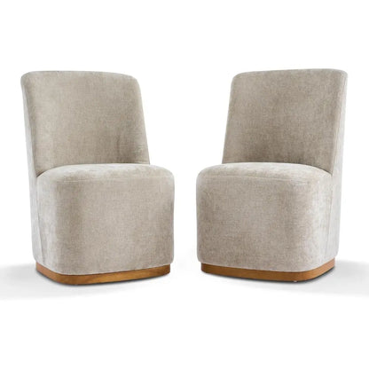 Lucy Chenille Upholstered Dining Chairs Set o 2, Sturdy Wooden Dining Chair with Pedestal Base, ern Kitchen Chairs with Solid Ba