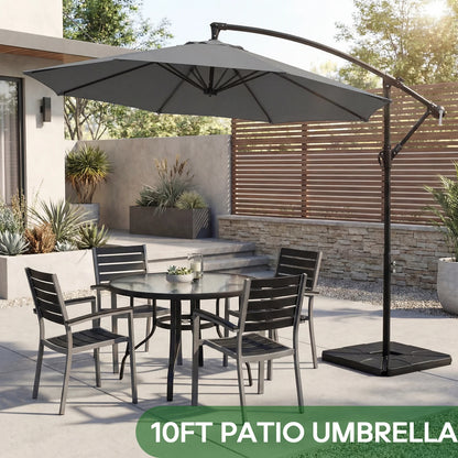 JHK Outdoor Offset Cantilever Patio Umbrella With Base And Tilt