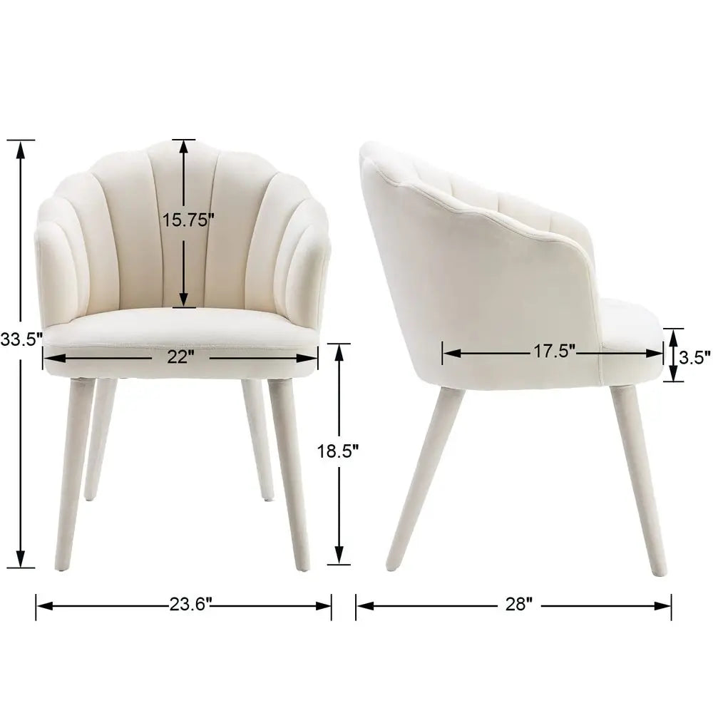 Dining Chairs Set of 2 Modern Accent Chairs Upholstery Side Chairs with Upholstered Wood Legs for Home Kitchen Living Room, Cre