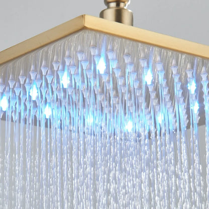 Thermostatic Shower Faucet System Body Jets 12 in LED Rain Head Combo Shower Set