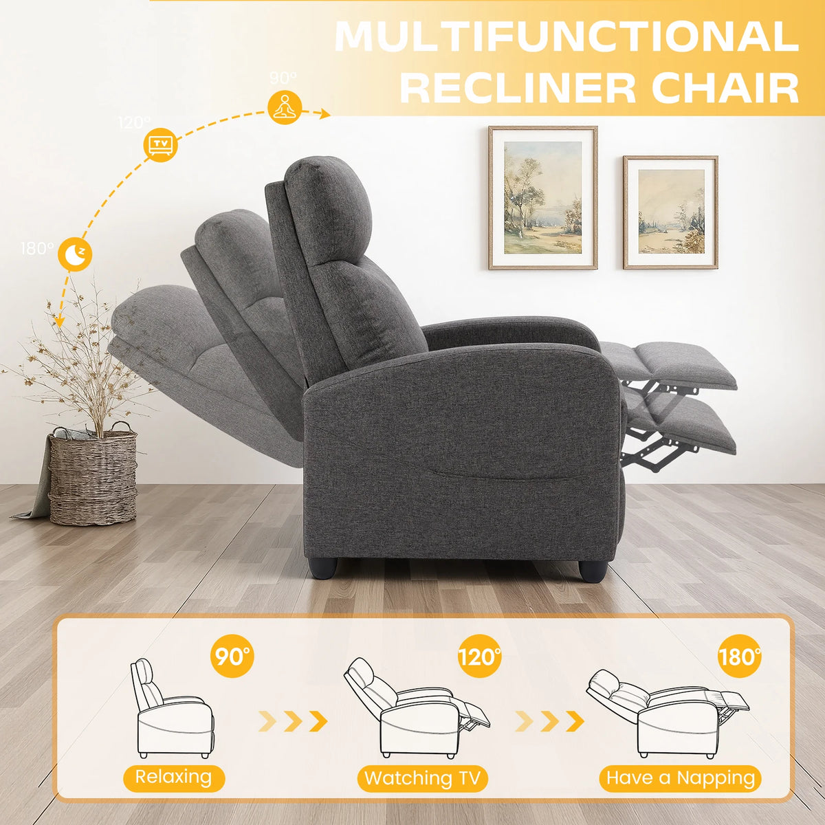 MCQ Modern Reclining Sofa With Lumbar Support For Home Theater