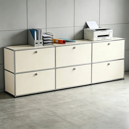 Modern Freestanding Multi-Door Metal Frame Modular Storage Sideboard