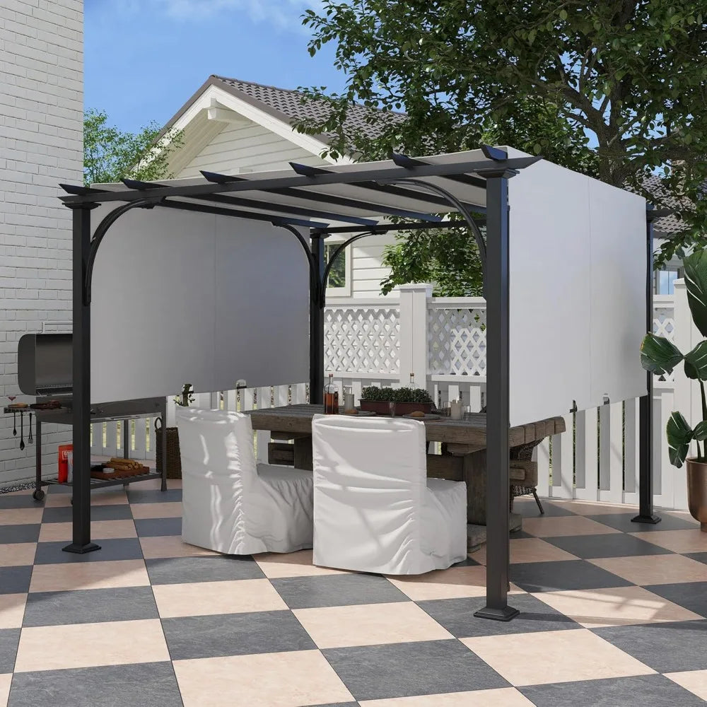 10' x 10' Patio Pergola with Weather-Resistant Steel Frame, Backyard Sun Shade Canopy Cover Shelter for Porch, Customized