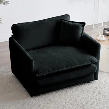 Modern Chenille Armchair With Deep Seat And High Backrest