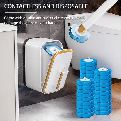Wall Mounted Toilet Brush with 36 Refill Heads and Holder Disposable Toilet Brush for Floor Drain Bathtub Mirror Sink Glass