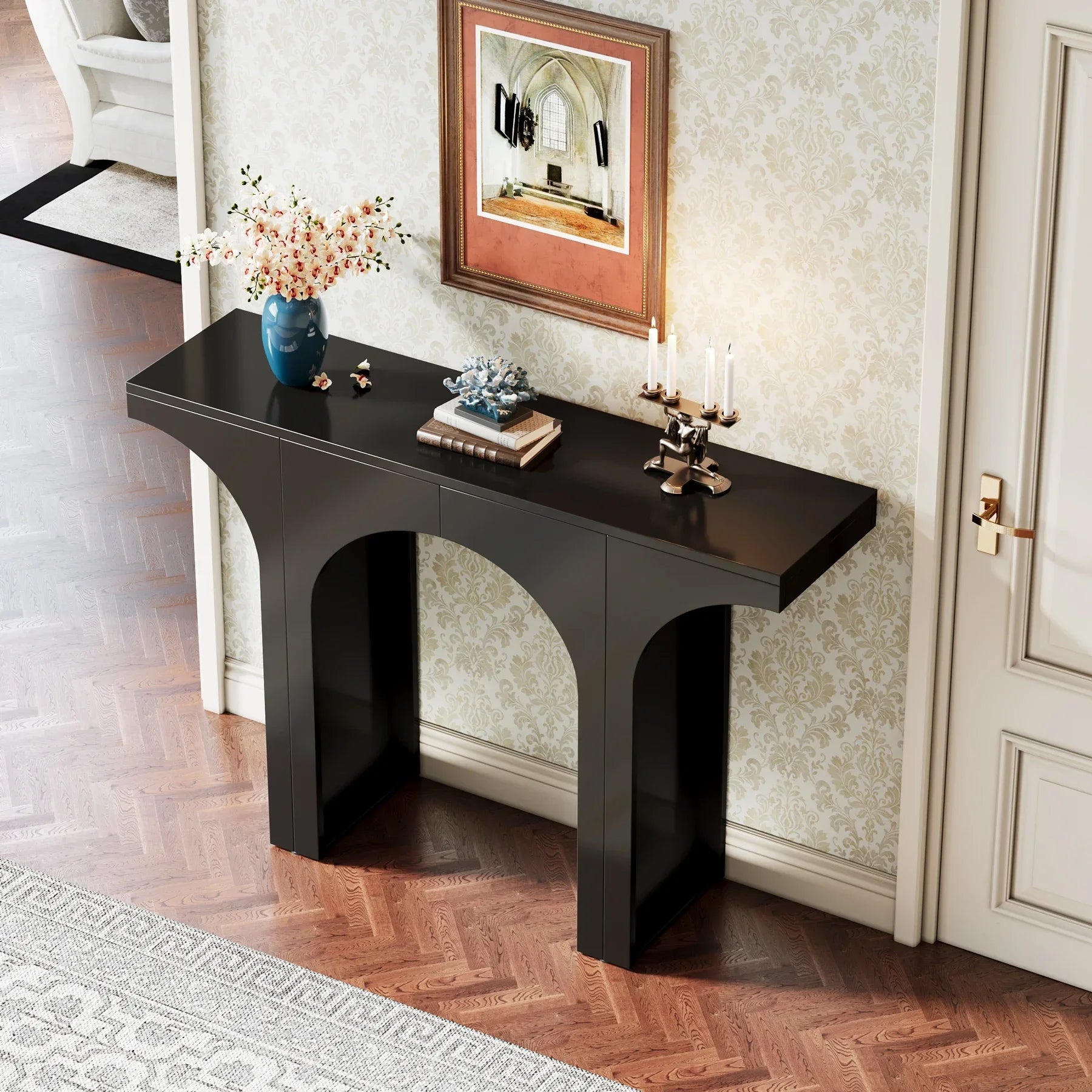 Tribesigns Console Table Modern Entryway Hallway Sofa Table With Arch Base Durable E1 Wood Construction
