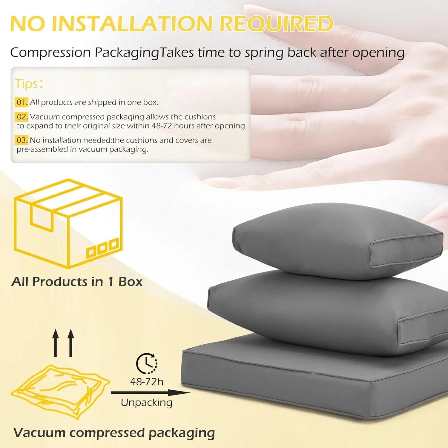 Water-Repellent Sofa Cushion for 6-Seat Rattan Wicker Sectional Patio Conversation Sets