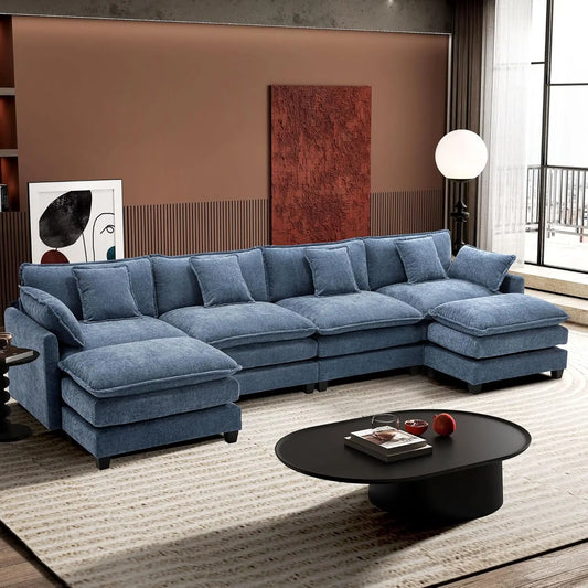 Cloud Chenille U Shaped Modular Sectional Sofa With 2 Ottomans