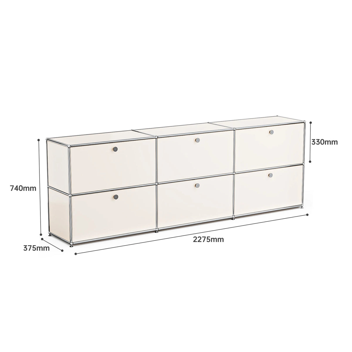 Modern Freestanding Multi-Door Metal Frame Modular Storage Sideboard