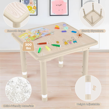 Adjustable Kids Table Set With Two Chairs For Montessori Art Learning
