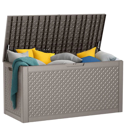 PatioZen 320 Gallon Large Resin Deck Box, Lockable Outdoor Storage Box for Patio Cushions Storage Furniture,Garden Tools