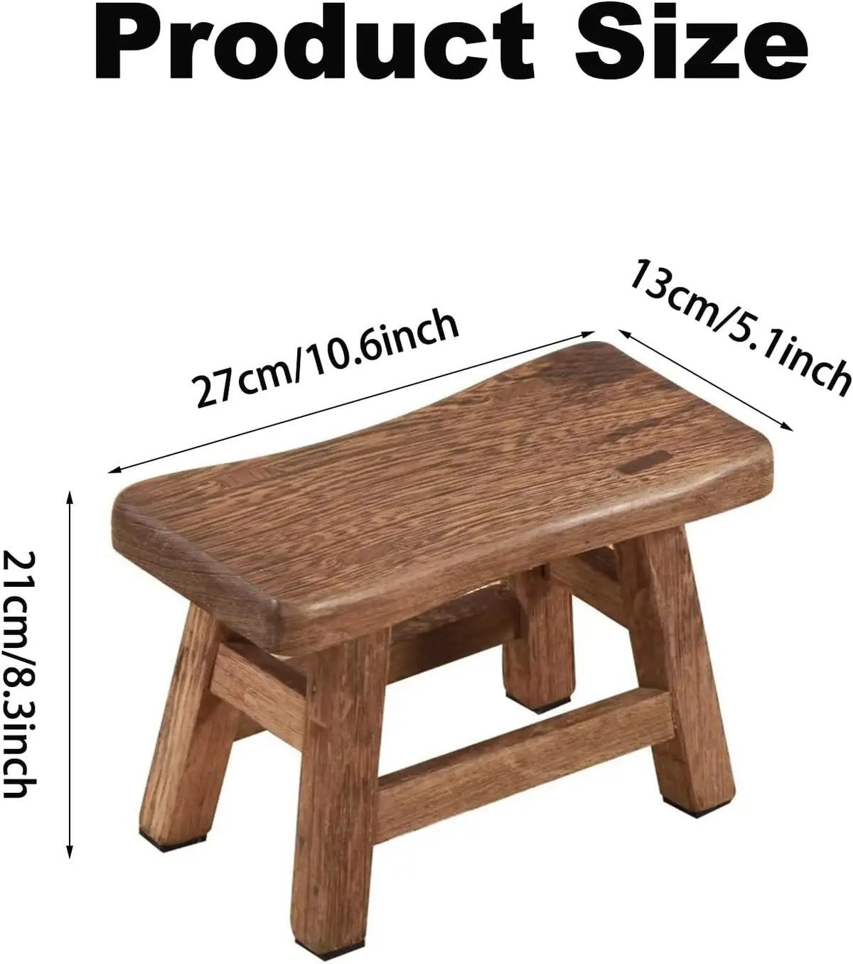 Solid Wood Step Stool, Rustic Small Wooden Stool For Adults, Kids And Toddlers, Mini Bench Plant Stand Fishing Stool For High Be