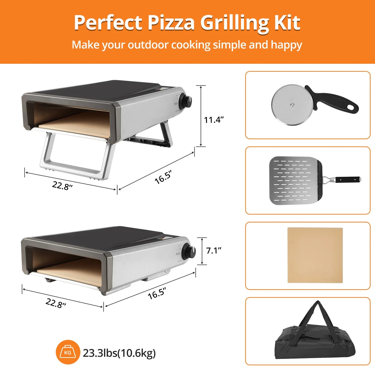 Pizza Oven, 12" Pizza Oven Outdoor with Gas Powered Propane and Portable Maker Accessories for Backyard Camping Outside