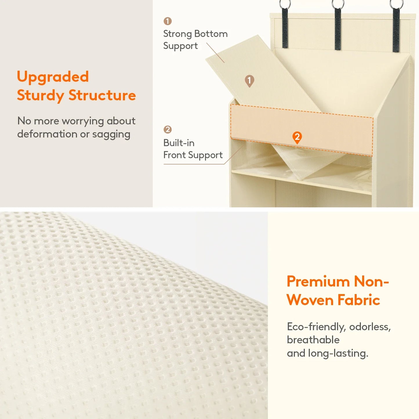 Over the Door Organizer, 5 Shelf Clear Window Hanging Storage with 4 Mesh Side Pockets, Anti Tilt 40 lbs Load Behind Door