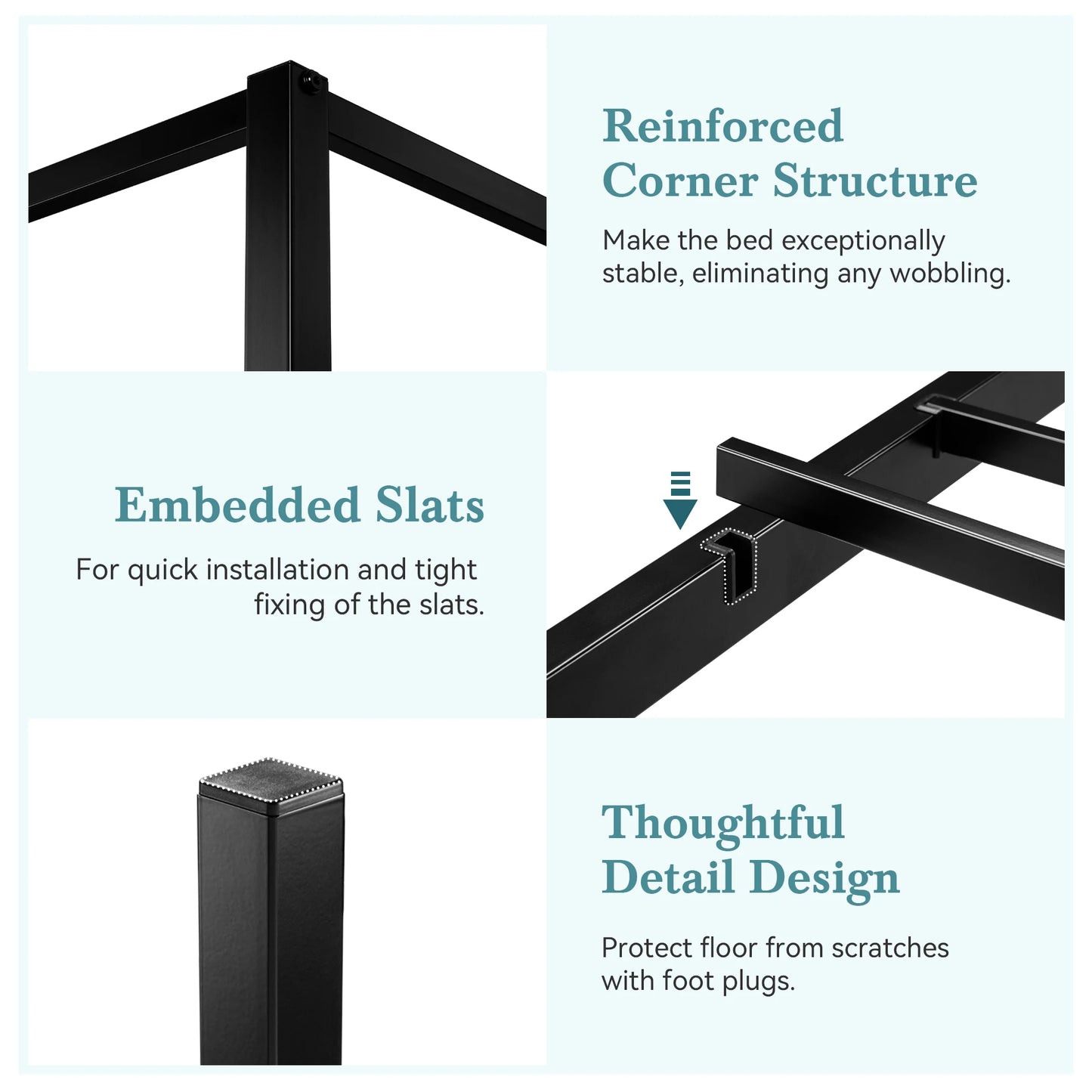 Hoomic Canopy Bed Frame Enhanced 4-Poster Modern Metal