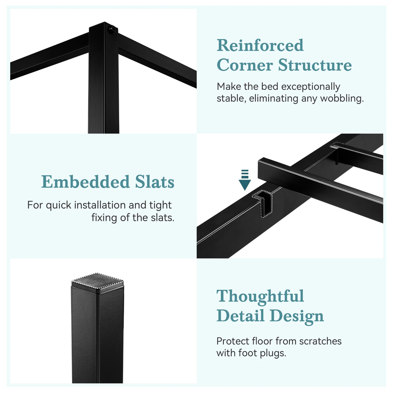 HOOMIC Full/Queen 4-Poster Canopy Bed Frame Modern Protective Full Surround Structure, Strong Support, No Box Spring Needed