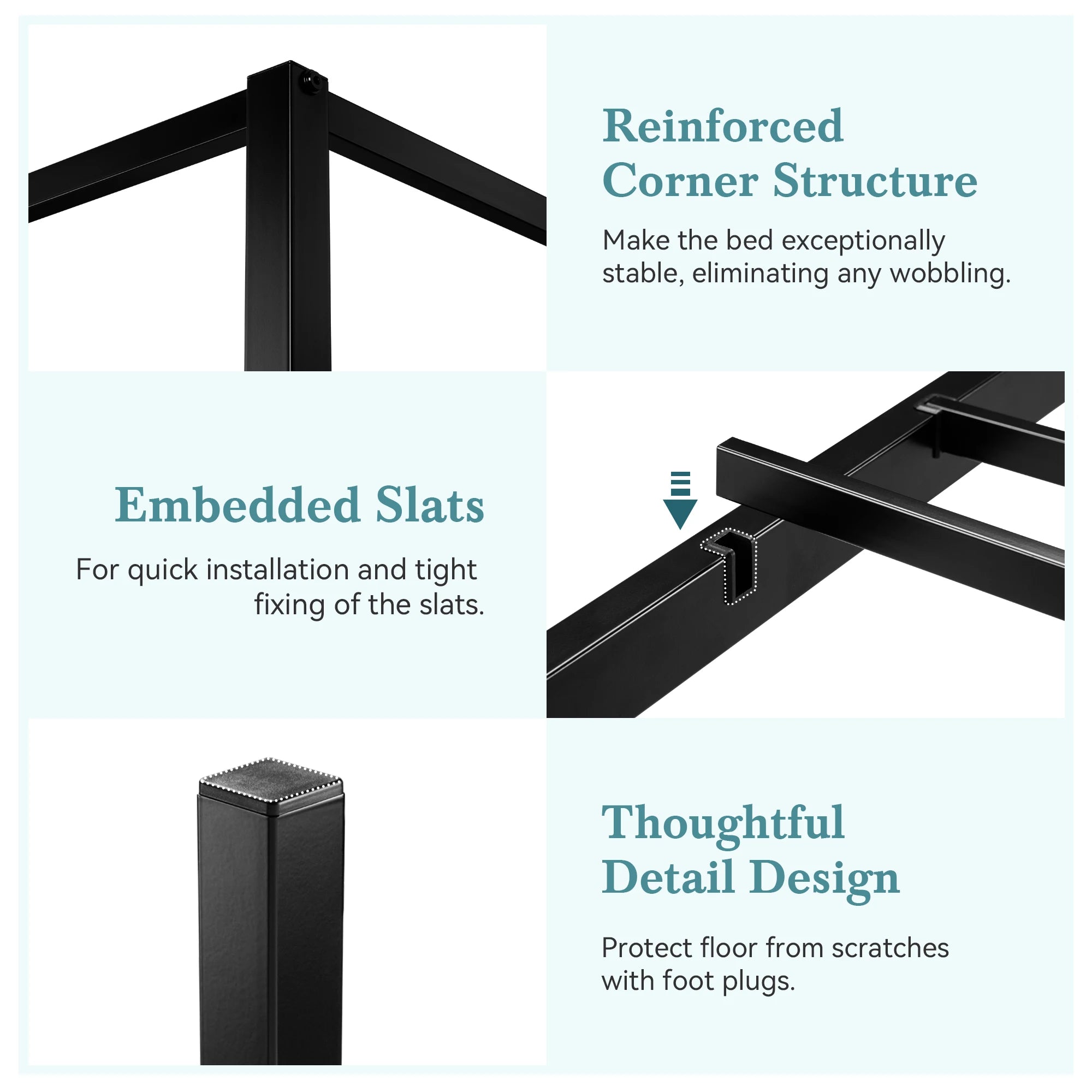 HOOMIC Full/Queen 4-Poster Canopy Bed Frame Modern Protective Full Surround Structure, Strong Support, No Box Spring Needed