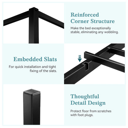 HOOMIC Full/Queen 4-Poster Canopy Bed Frame Modern Protective Full Surround Structure, Strong Support, No Box Spring Needed