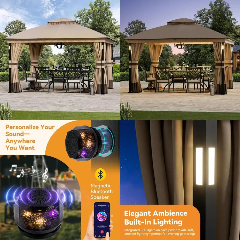 Elevated Outdoor Gazebo With LED Lighting And Bluetooth Audio