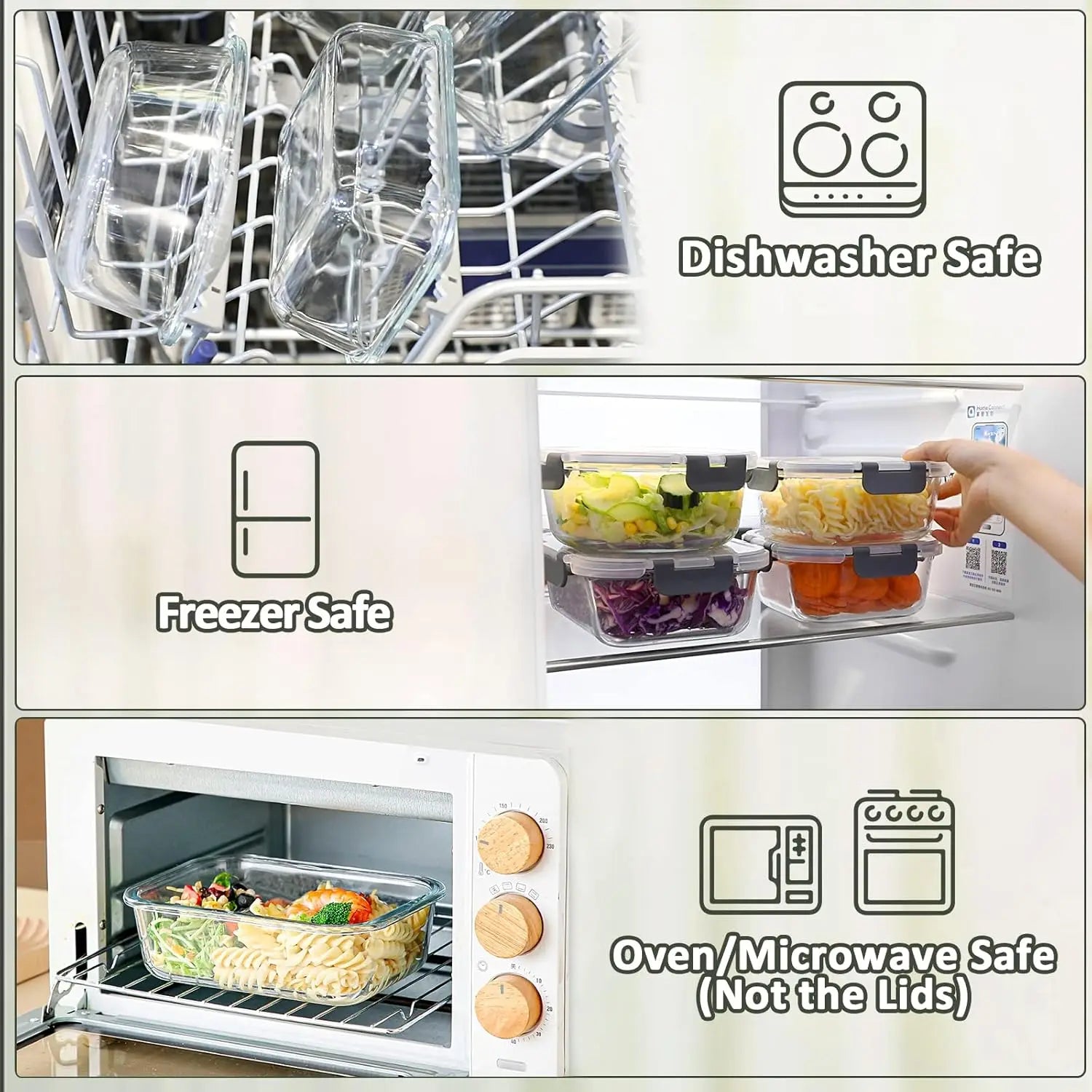 10-Pack Glass Meal Prep Containers with Lids, Airtight Food Storage for Microwave, Oven, Freezer &amp; Dishwasher