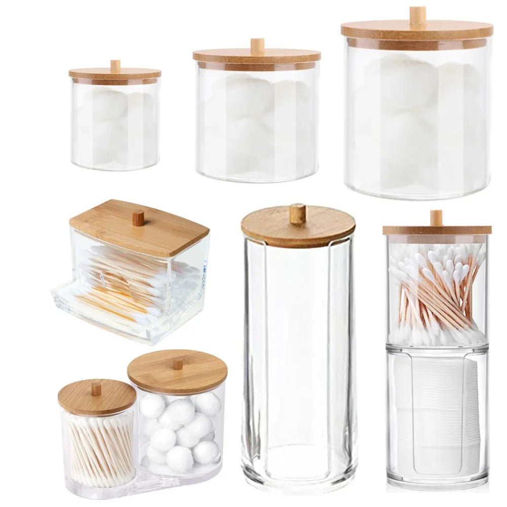 Acrylic Makeup Organizer For Cotton Swabs Jewelry And Remover Pads