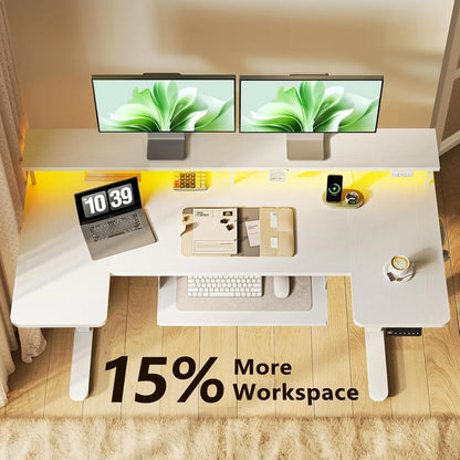 XIUWO U Shaped Height Adjustable Standing Desk With Keyboard Tray