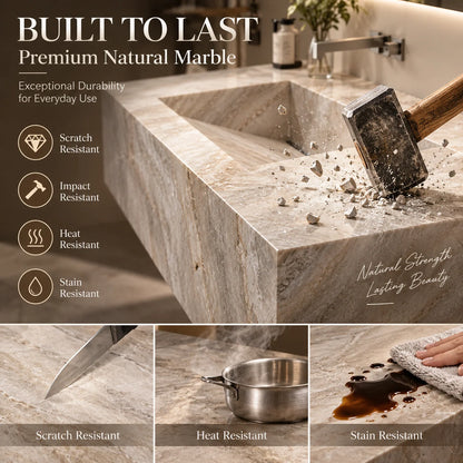 Custom Luxury Natural Stone Bathroom Vanity With Integrated Dual Basin