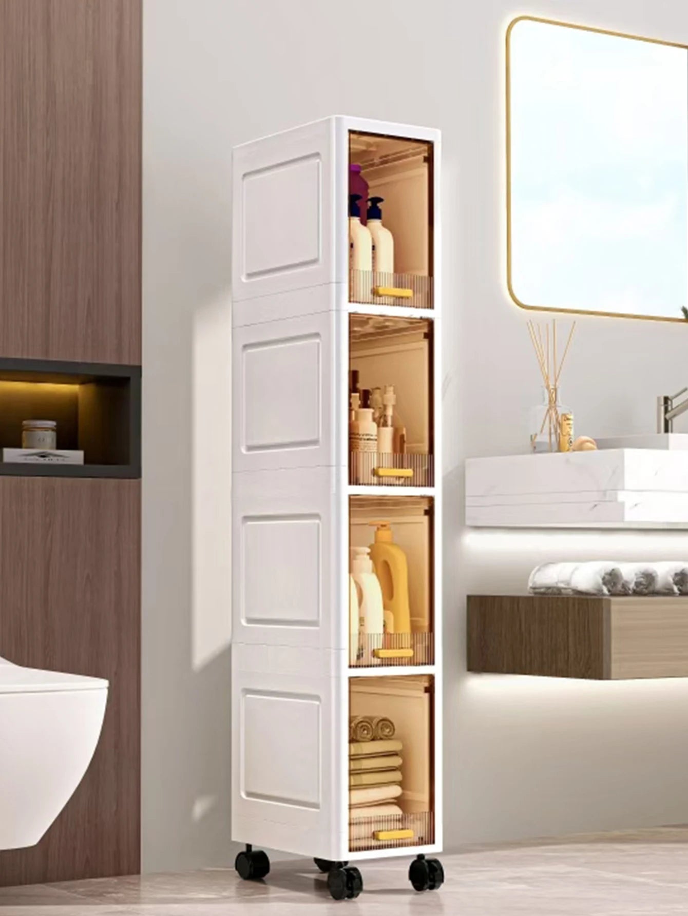 3 Layers Narrow gap storage cabinet suitable for kitchen bathroom gaps lightweight luxury design floor-standing storage units