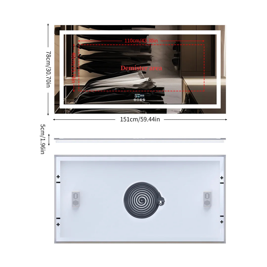 LUVODI Large Illuminate Bluetooth Bathroom Mirror Time Display LED Lighted Full Length Dressing Mirror