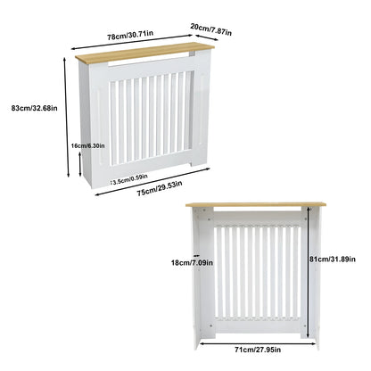 Modern Radiator Cover Decorative Heater Protector Wall Vertical Slat Grill Shelf with MDF Wood Top