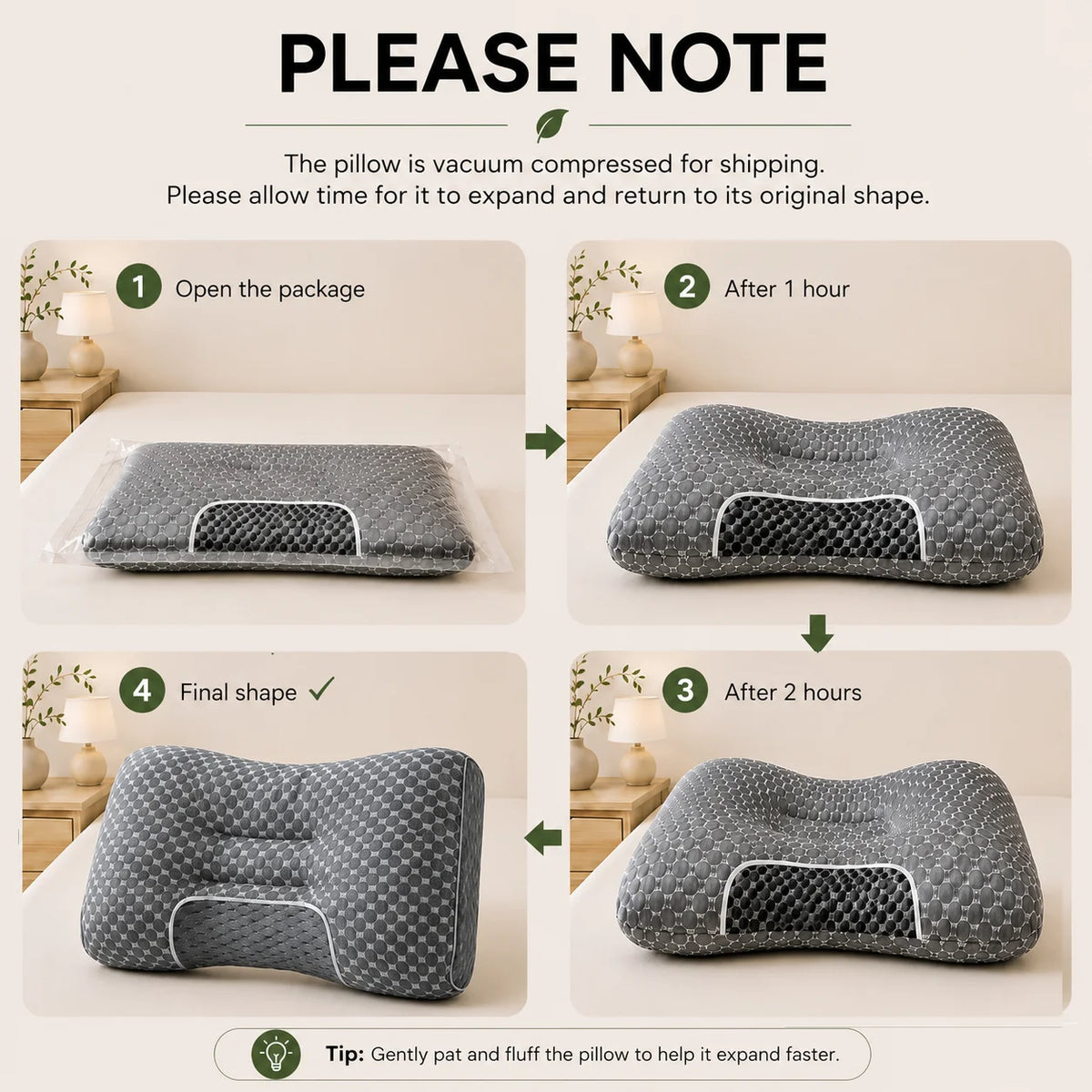 Ultra-Soft Ergonomic Neck Support Pillow, Contour Cervical Pillow for Side, Back &amp; Stomach Sleepers, Breathable Fabric, Easy to Clean, Pressure Relief for Deep Sleep