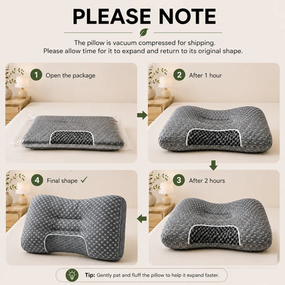 Ultra-Soft Ergonomic Neck Support Pillow, Contour Cervical Pillow for Side, Back &amp; Stomach Sleepers, Breathable Fabric, Easy to Clean, Pressure Relief for Deep Sleep