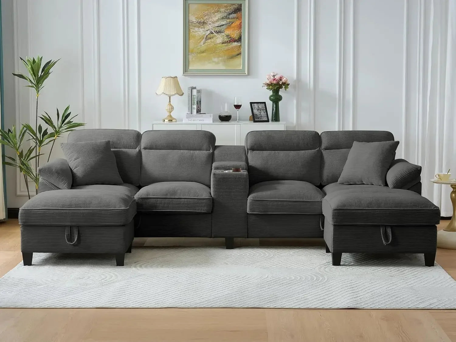 U Shaped Cloud Couch Sectionals Comfy White Sectional Couches for Living Room Modern Oversized Modular Sofas,Corduroy Customized