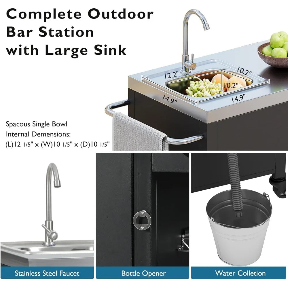 Stainless Steel Kitchen Island With Sink And Outdoor Bar Cart