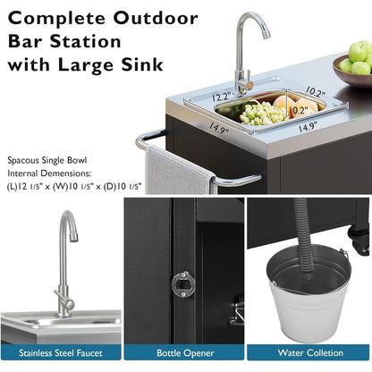 Stainless Steel Kitchen Island With Sink And Outdoor Bar Cart