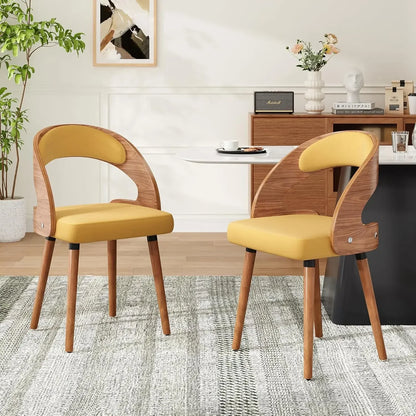 Modern Wood Dining Chairs Set of 4 Upholstered with Curved Backrest for Kitchen Dining Room Living Room, Customized